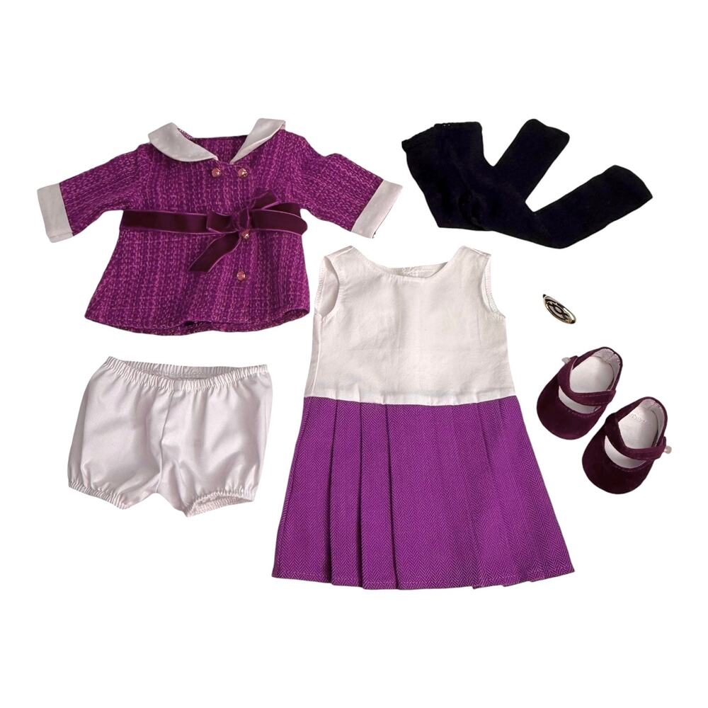 American Girl Rebecca Meet Outfit Jacket Skirt Tights Shoes Barrette Bloomers